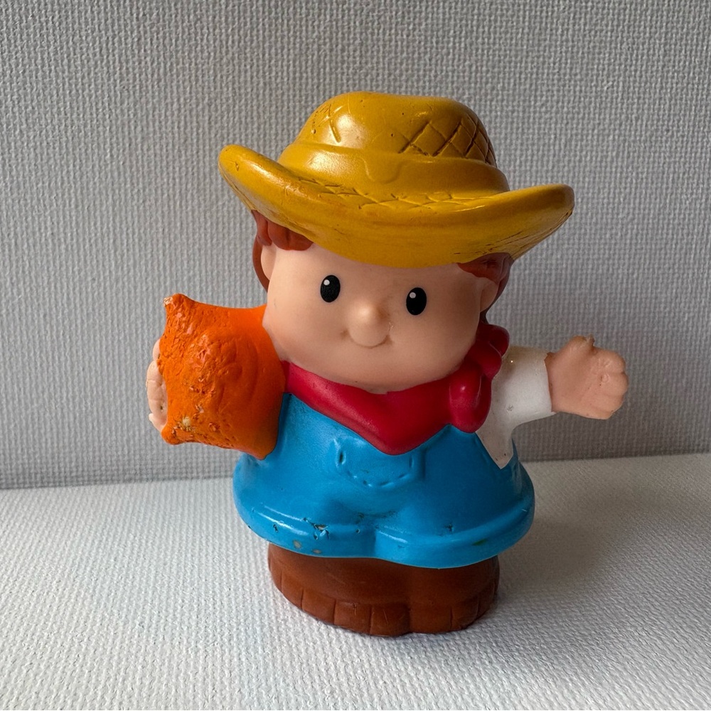 Fisher Price Little People Farmer Jed With Seed Bag - Grain Sack cake topper fp